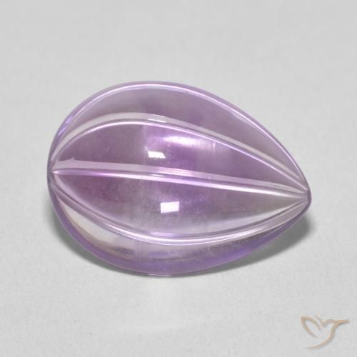 6.20 ct Violet Amethyst Stone, Natural Amethyst in Carved Pear Shape for Sale