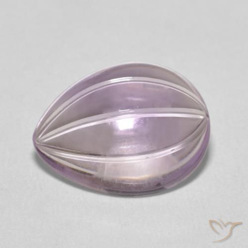 5.27ct Natural Light Grayish Pink-Violet Amethyst, Pear Shape, Transparent