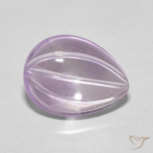 4.16 ct Violet Amethyst Stone, Natural Amethyst in Carved Pear Shape for Sale
