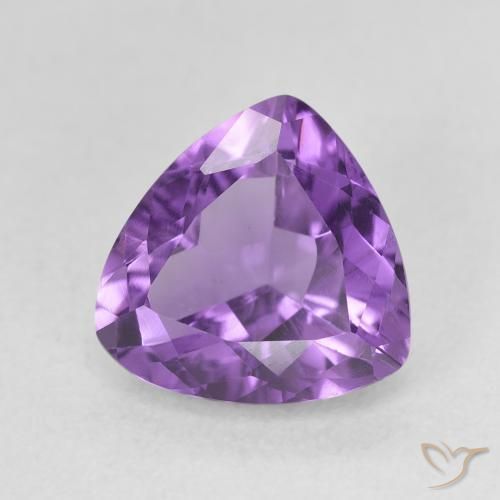 2.85 ct Violet Amethyst Stone, Natural Amethyst in Trillion Facet Shape for Sale
