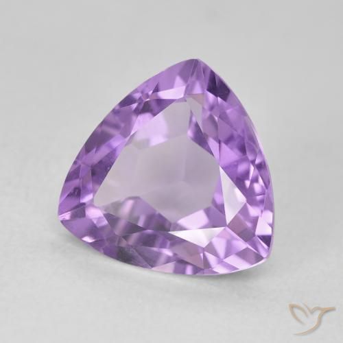 3.06 ct Violet Amethyst Stone, Natural Amethyst in Trillion Facet Shape for Sale