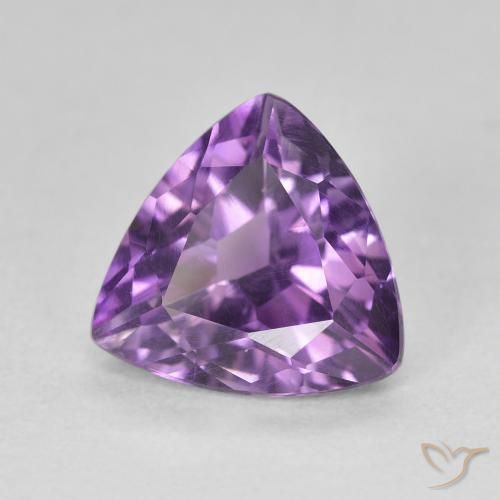2.72 ct Violet Amethyst Stone, Natural Amethyst in Trillion Facet Shape for Sale