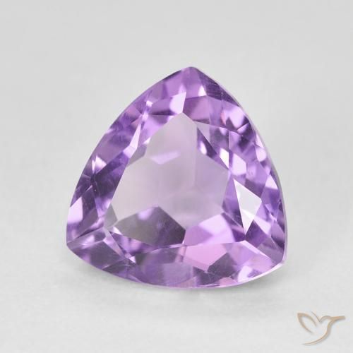 3.12 ct Violet Amethyst Stone, Natural Amethyst in Trillion Facet Shape for Sale