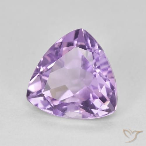 2.98 ct Violet Amethyst Stone, Natural Amethyst in Trillion Facet Shape for Sale