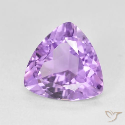 2.89 ct Violet Amethyst Stone, Natural Amethyst in Trillion Facet Shape for Sale