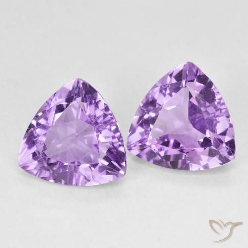5.50 ctw Violet Amethyst Stones, Natural Amethyst in Trillion Facet Shape for Sale