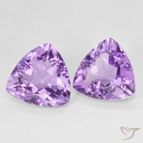 5.61 ctw Violet Amethyst Stones, Natural Amethyst in Trillion Facet Shape for Sale