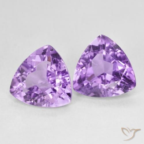 5.84 ctw Violet Amethyst Stones, Natural Amethyst in Trillion Facet Shape for Sale