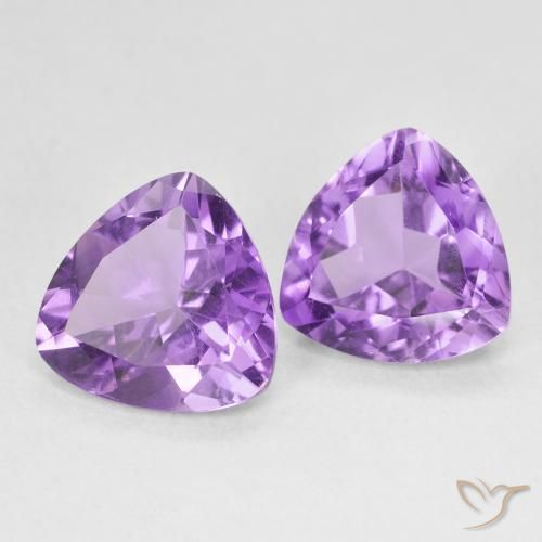 5.54 ctw Violet Amethyst Stones, Natural Amethyst in Trillion Facet Shape for Sale