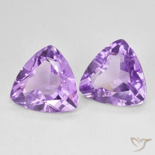 5.51 ctw Violet Amethyst Stones, Natural Amethyst in Trillion Facet Shape for Sale