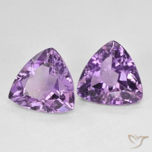 5.56 ctw Violet Amethyst Stones, Natural Amethyst in Trillion Facet Shape for Sale