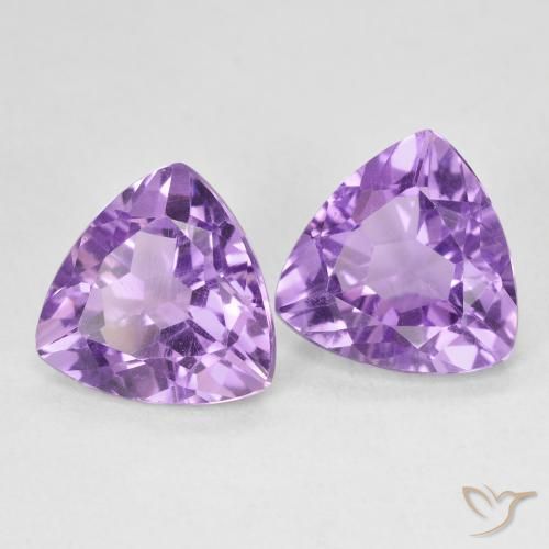 5.57 ctw Violet Amethyst Stones, Natural Amethyst in Trillion Facet Shape for Sale