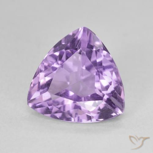 2.86 ct Violet Amethyst Stone, Natural Amethyst in Trillion Facet Shape for Sale