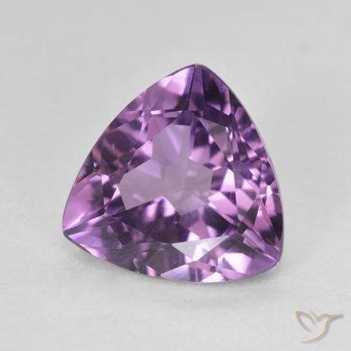 2.87 ct Violet Amethyst Stone, Natural Amethyst in Trillion Facet Shape for Sale