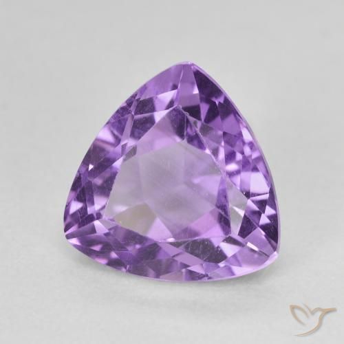 3.16 ct Violet Amethyst Stone, Natural Amethyst in Trillion Facet Shape for Sale