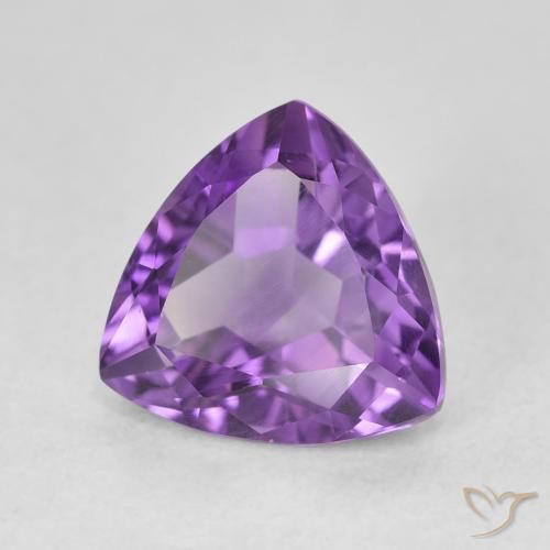3.05 ct Violet Amethyst Stone, Natural Amethyst in Trillion Facet Shape for Sale