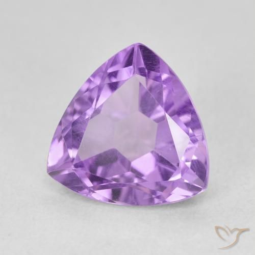 3.12 ct Violet Amethyst Stone, Natural Amethyst in Trillion Facet Shape for Sale