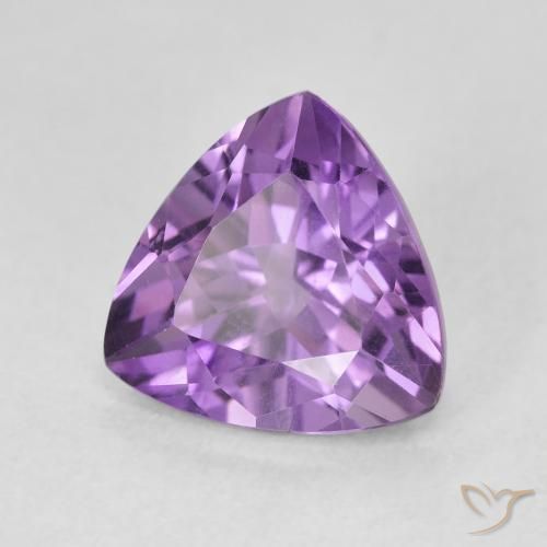 3.07 ct Violet Amethyst Stone, Natural Amethyst in Trillion Facet Shape for Sale