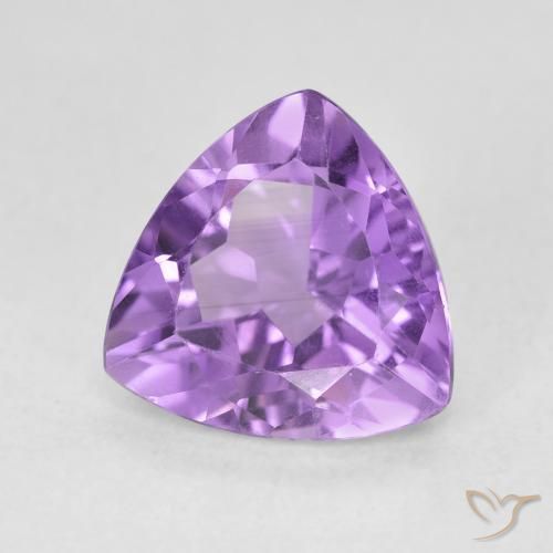 2.97 ct Violet Amethyst Stone, Natural Amethyst in Trillion Facet Shape for Sale