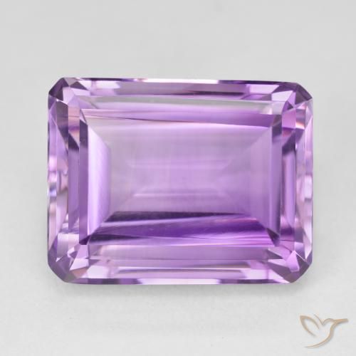 20.03ct Natural Light Pinkish Violet Amethyst, Emerald Cut, VVS