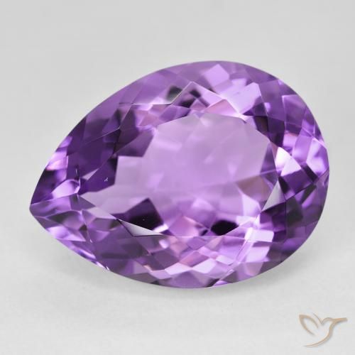 18.75ct Natural Medium Violet Amethyst, Pear Shape, VVS