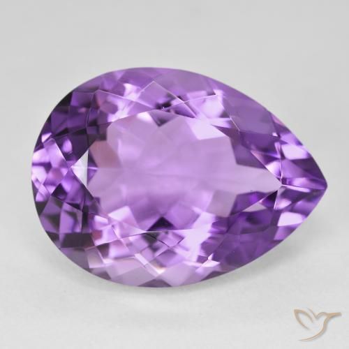 18.75 ct Violet Amethyst Stone, Natural Amethyst in Pear Facet Shape for Sale