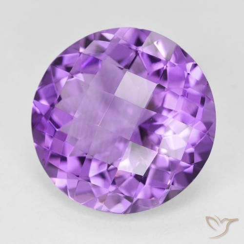 17.29 ct Violet Amethyst Stone, Natural Amethyst in Round Checkerboard Shape for Sale