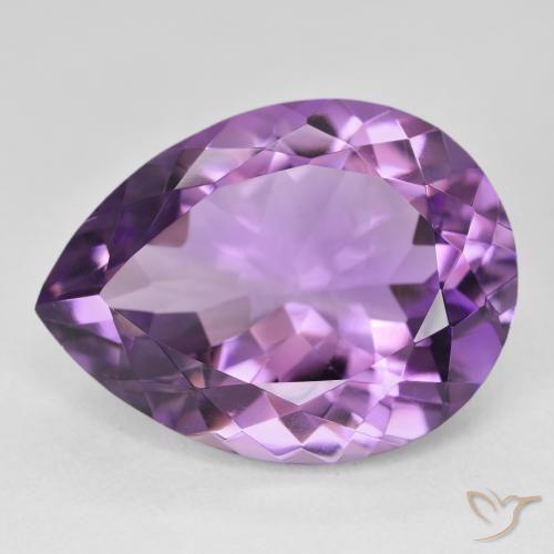 17.98ct Natural Light-Medium Violet Amethyst, Pear Shape, VVS