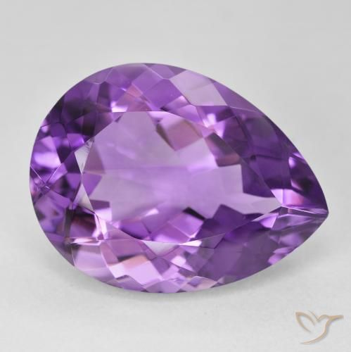 18.42 ct Violet Amethyst Stone, Natural Amethyst in Pear Facet Shape for Sale