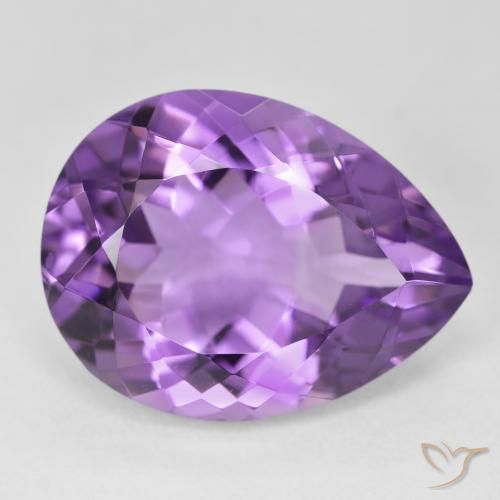 18.39 ct Violet Amethyst Stone, Natural Amethyst in Pear Facet Shape for Sale