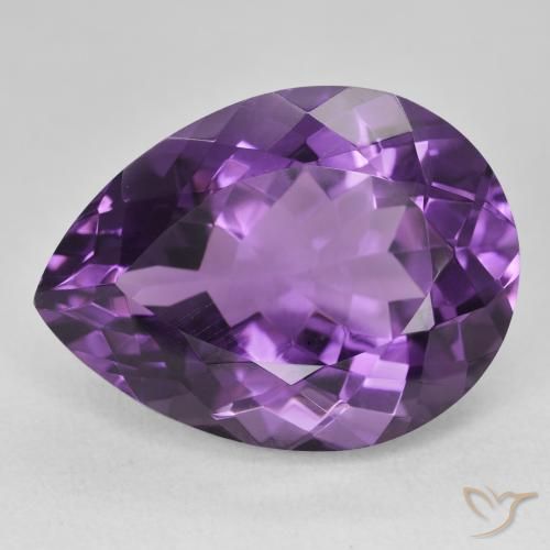18.85ct Natural Medium Violet Amethyst, Pear Shape, VVS