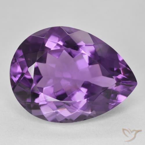 18.85 ct Violet Amethyst Stone, Natural Amethyst in Pear Facet Shape for Sale