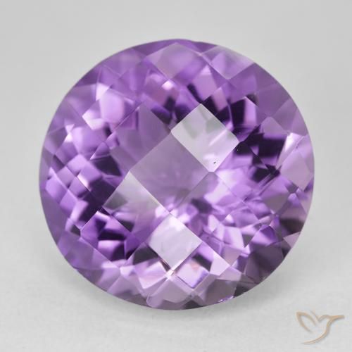 18.92 ct Violet Amethyst Stone, Natural Amethyst in Round Checkerboard Shape for Sale