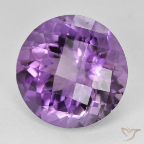 19.78 ct Violet Amethyst Stone, Natural Amethyst in Round Checkerboard Shape for Sale