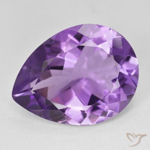 15.70ct Natural Medium Violet Amethyst, Pear Shape, VVS
