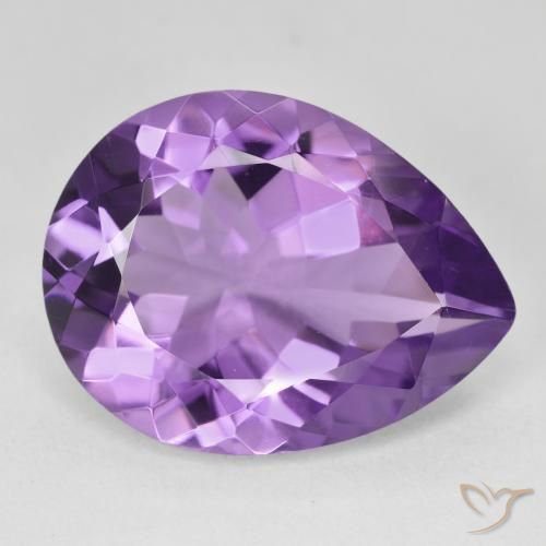 15.70 ct Violet Amethyst Stone, Natural Amethyst in Pear Facet Shape for Sale