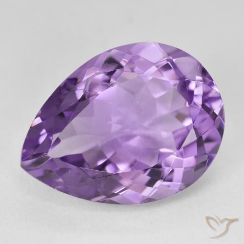 17.78ct Natural Medium Violet Amethyst, Pear Shape, VVS