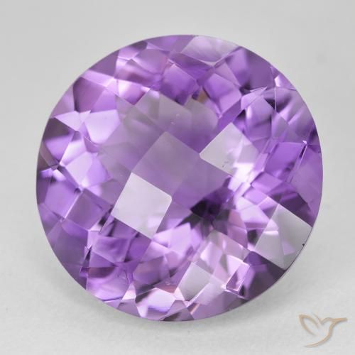 18.08 ct Violet Amethyst Stone, Natural Amethyst in Round Checkerboard Shape for Sale
