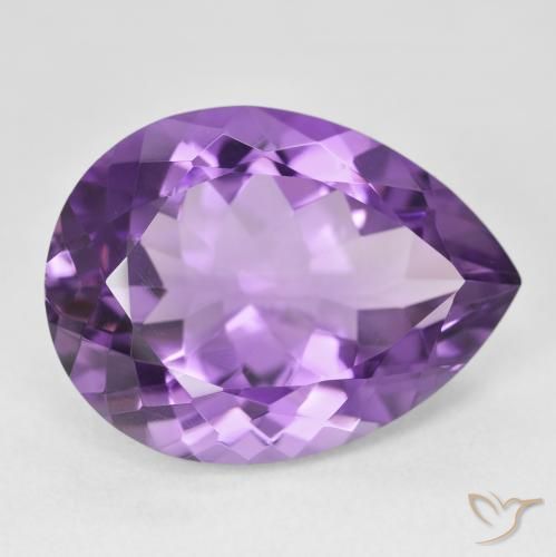17.90 ct Violet Amethyst Stone, Natural Amethyst in Pear Facet Shape for Sale