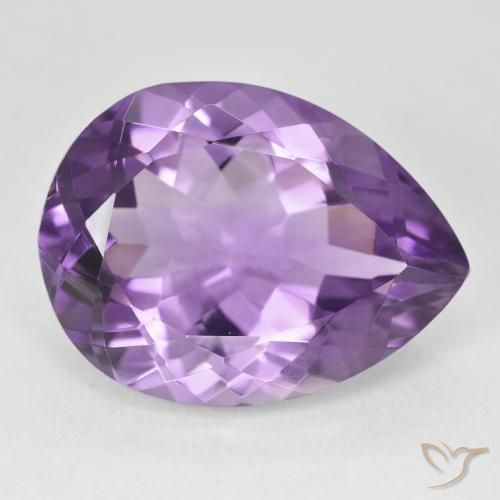 18.19 ct Violet Amethyst Stone, Natural Amethyst in Pear Facet Shape for Sale