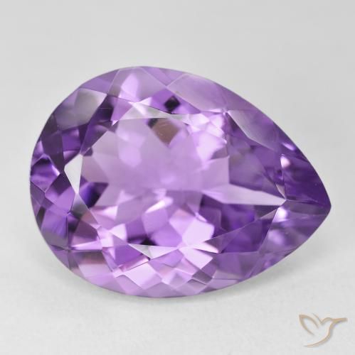 17.62 ct Violet Amethyst Stone, Natural Amethyst in Pear Facet Shape for Sale