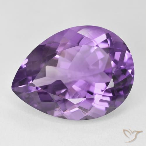 18.52ct Natural Medium Violet Amethyst, Pear Shape, VVS