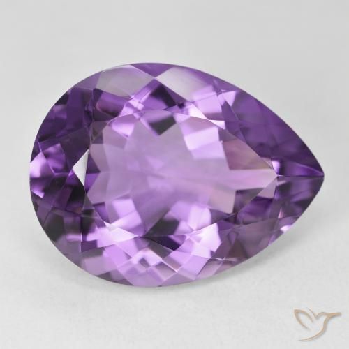 18.52 ct Violet Amethyst Stone, Natural Amethyst in Pear Facet Shape for Sale