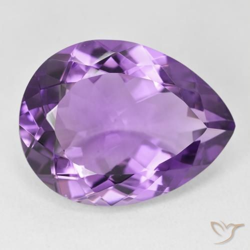 17.06 ct Violet Amethyst Stone, Natural Amethyst in Pear Facet Shape for Sale