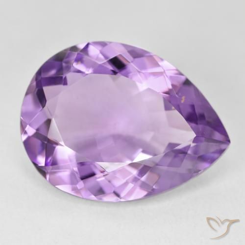 16.38 ct Violet Amethyst Stone, Natural Amethyst in Pear Facet Shape for Sale