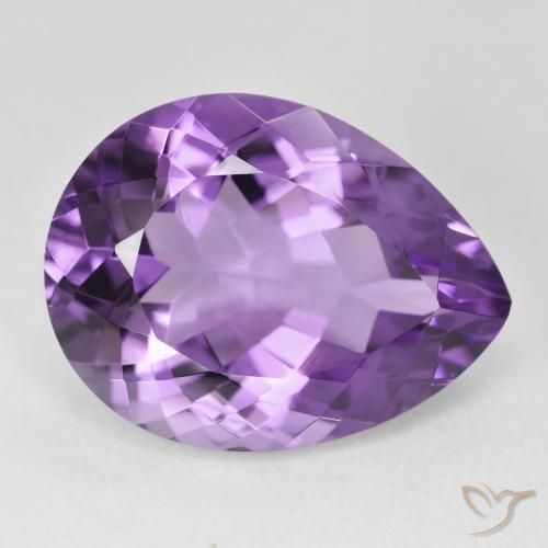 17.84 ct Violet Amethyst Stone, Natural Amethyst in Pear Facet Shape for Sale