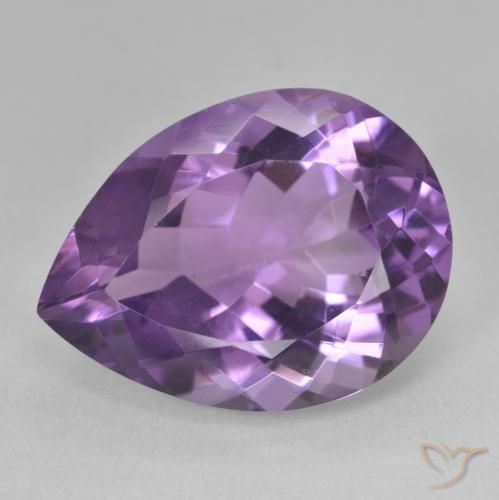 18.06 ct Violet Amethyst Stone, Natural Amethyst in Pear Facet Shape for Sale
