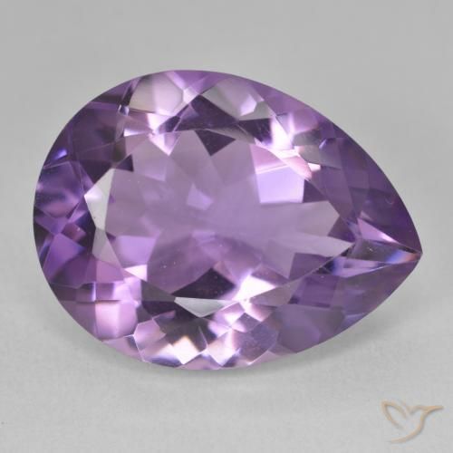 17.70 ct Violet Amethyst Stone, Natural Amethyst in Pear Facet Shape for Sale
