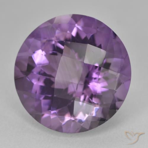 19.60 ct Violet Amethyst Stone, Natural Amethyst in Round Checkerboard Shape for Sale