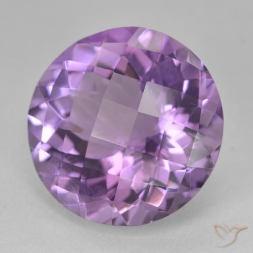 19.21 ct Violet Amethyst Stone, Natural Amethyst in Round Checkerboard Shape for Sale